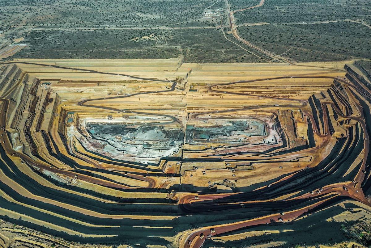 aerial view of an open-pit coal mine in Sindh province, Pakistan
