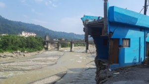 <p>The ruins of one of dozens of houses that were damaged during flooding in Kotdwar, Uttarakhand, on 13 August 2023 (Image: Varsha Singh)</p>