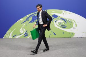 <p>Then-chancellor Rishi Sunak at the COP26 UN climate change summit in Glasgow, November 2021. Now prime minister, he announced last week his decision to postpone or water down some of the UK’s policies related to reducing planet-heating emissions. (Image: Stefan Rousseau / Alamy)</p> <p>&nbsp;</p>