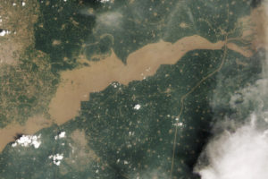 Satellite photograph of flooded area