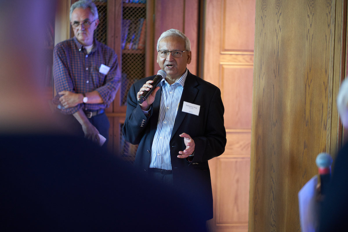 Saleemul Huq addresses at an event