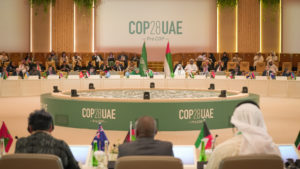 <p>A pre-COP28 meeting held in Abu Dhabi, United Arab Emirates, on 31 October 2023 (Image: <a href="https://www.flickr.com/photos/cop28uae/">COP28 UAE</a>, <a href="https://creativecommons.org/licenses/by-nc/2.0/">CC BY-NC 2.0</a>)</p>